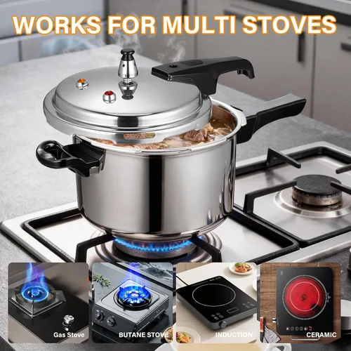 Miniatura 6 de DOITOOL Olla a presión de aluminio de 4.2 cuartos de galón, olla de cocción rápida, compatible con cocinas de inducción y estufas de gas