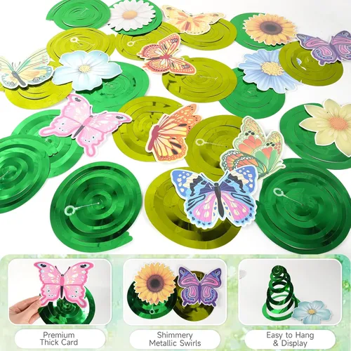 Miniatura 2 de 33 decoraciones colgantes de primavera para el hogar, serpentinas colgantes de mariposa para primavera, verano, Pascua, flores, mariposa, temática