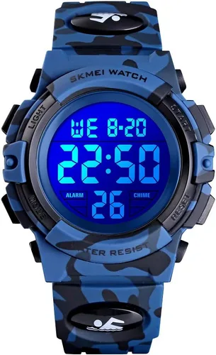 FIZILI Reloj digital deportivo impermeable para niños, reloj despertador de 1224 H, cronómetro, calendario de 3 a 15 años, reloj de pulsera para