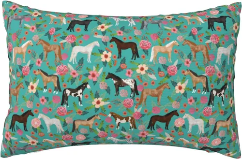 Miniatura 9 de Funda de almohada de caballos con múltiples capas de caballos florales, tamaño Queen, funda de almohada suave de 20 x 30 pulgadas, duradera