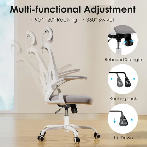 Miniatura 6 de Farini Silla Ergonómica de Oficina, Silla de Escritorio para Oficina en Casa con Reposacabezas, Silla de Computadora de Respaldo Alto con Respaldo