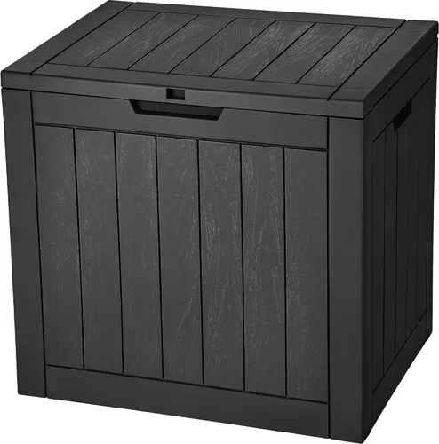 Miniatura 7 de YITAHOME Caja grande de cubierta de 120 galones con parte delantera en forma de X, cajas de almacenamiento de resina para exteriores, banco de Negro