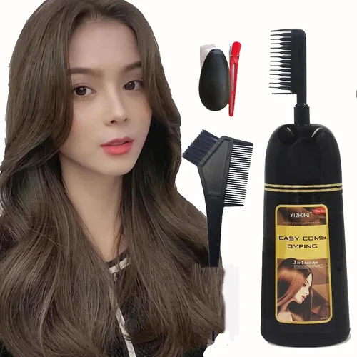 Miniatura 2 de YIZHONG - Peine de champú para teñir el cabello, rubio ceniza oscuro Permanente, 3 en 1, cobertura de cabello gris, fácil de teñir con peine