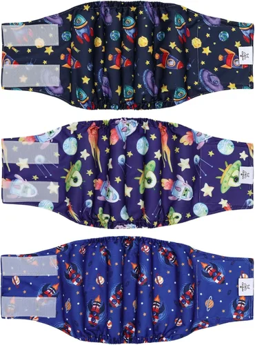 Miniatura 24 de CuteBone - Pañales lavables para perro macho, banda abdominal, paquete de 3 unidades, color negro, modelo DM54XS