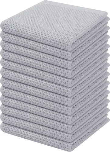 Miniatura 163 de Kitinjoy - Paños de cocina de 100 % algodón, tela de tejido gofrado, paño de limpieza ultrasuave, absorbente y de secado rápido. Gris Oscuro