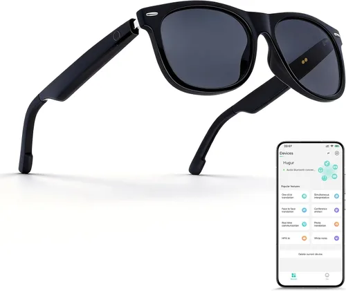 Miniatura 11 de Lentes inteligentes AI para hombres y mujeres, impulsados por ChatGPT, traducción de más de 137 idiomas y asistente de voz, asistente de reunión