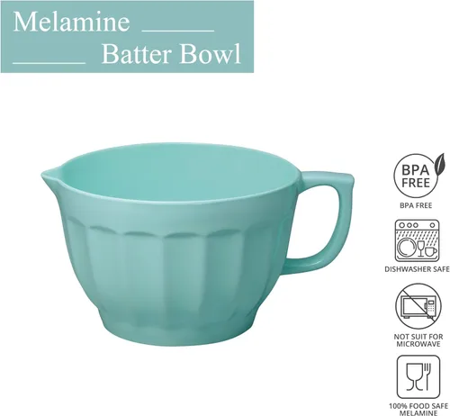 Miniatura 3 de UP UPware Tazón de melamina estilo Latte con boquilla de vertido, mango y base antideslizante, mango de agarre para mezclar y verter fácilmente