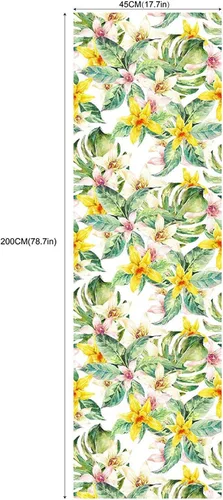 Miniatura 2 de Papel tapiz de contacto floral de hojas para paredes, armarios, estantes, aparador, cajón, sala de estar, dormitorio, decoración de 17.7 x 78.7