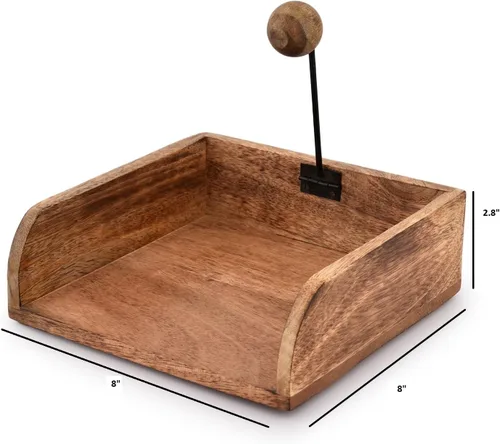 Miniatura 5 de Servilletero de madera rústico de granja, servilletero para mesas de cocina, encimeras, interiores y exteriores, picnic, restaurantes, cafetería