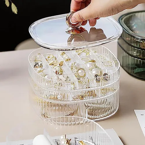 Miniatura 2 de Joyero, organizador de joyas de acrílico de 3 capas con asa, cajas de joyería transparentes para mujeres y niñas, organizador de maquillaje, soporte