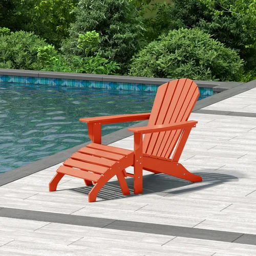 Miniatura 18 de WestinTrends Dylan - Silla Adirondack para exteriores con otomana, juego de 2 piezas, color negro