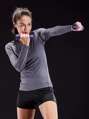 Miniatura 21 de CADMUS Paquete de 1 o 3 camisetas de entrenamiento de manga larga para mujer, camiseta de compresión de ajuste seco para correr