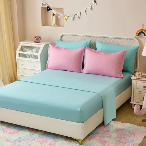 Miniatura 44 de Dinjoy Juego de edredón para niñas, tamaño individual, colorido, azul, rosa, morado, arcoíris, juego de ropa de cama de 6 piezas en una bolsa