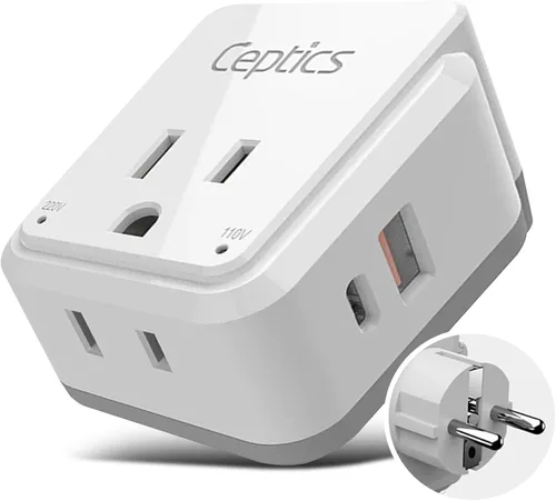 Miniatura 17 de Ceptics Adaptador de Enchufe de Corriente Internacional Juego de Viaje, 20W PD y QC, USB Dual Seguro y USB-C 3.1A - 2 Tomas de EE.UU. - Compacto