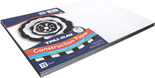 Miniatura 3 de Tru-Ray Papel de construcción premium, blanco y negro, 12 x 18 pulgadas, 72 hojas