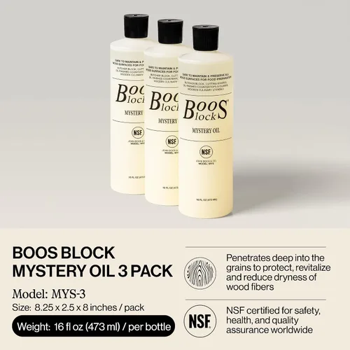 Miniatura 2 de John Boos Paquete de 3 aceites misteriosos, juego de cuidado de grado alimenticio, 16 onzas, fórmula de mantenimiento totalmente natural