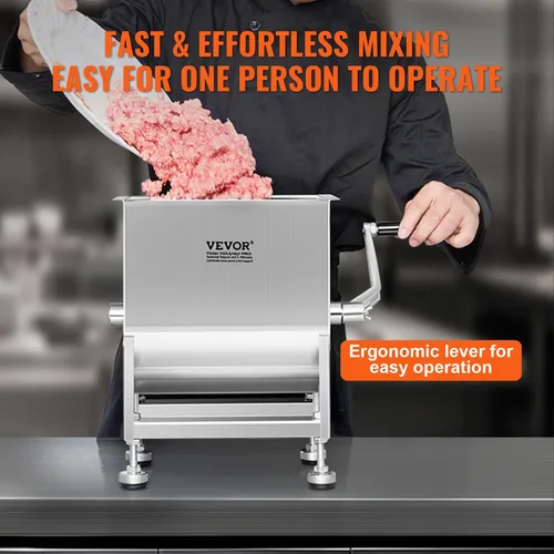 Miniatura 3 de VEVOR - Batidora manual de carne, tanque fijo de 10 L, batidora de mano de acero inoxidable resistente para carne molida y salchicha, capacidad