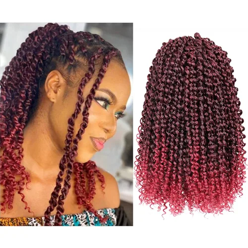 Miniatura 20 de Dorsanee Cabello Passion Twist Ombré de 18 pulgadas, 6 paquetes, Cabello de Ganchillo Water Wave, Cabello Largo Bohemio Rizado para Trenzar