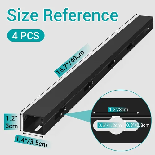 Miniatura 2 de Kit de canaleta para ocultar cables, organización magnética de cables debajo del escritorio con agujero grande estético mejorado, kit organizador