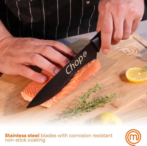 Miniatura 3 de MasterChef Juego de cuchillos de cocina con cubiertas, 6 cuchillos de chef profesionales para cocinas del hogar, cuchillas de acero inoxidable
