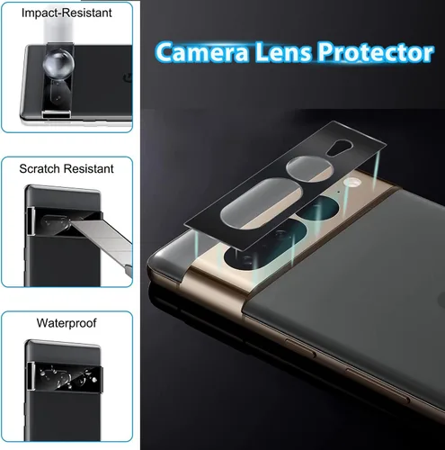 Miniatura 5 de [2+2] Protector de pantalla de vidrio templado para Google Pixel 7 Pro (2 paquetes) + protector de lente de cámara (2 paquetes), película de vidrio