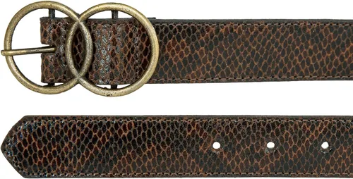 Miniatura 4 de Lucky Brand Women's Snakeskin Double Ring Belt with Comfortable Center Bar Buckle