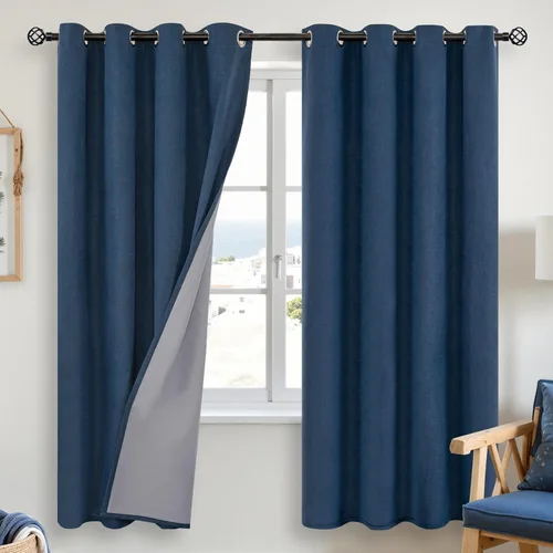 Miniatura 47 de YoungsTex - Cortinas opacas de lino para dormitorio, oscurecimiento de la habitación, cortinas con textura de lino, paneles con aislamiento térmico