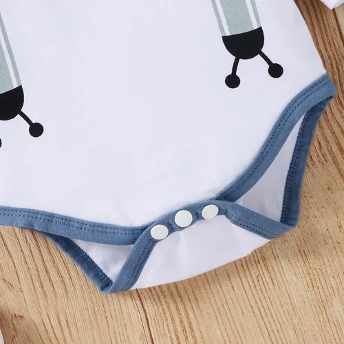 Miniatura 5 de Dimoybabe Conjunto de ropa para bebé recién nacido 3 piezas mameluco de manga larga pantalones sombrero