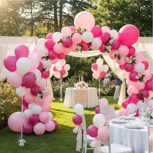 Miniatura 4 de KADBANER Globos de látex de 12 pulgadas, color blanco, rosa claro, rosa y rojo, paquete de 100 unidades, para bodas, cumpleaños, baby shower