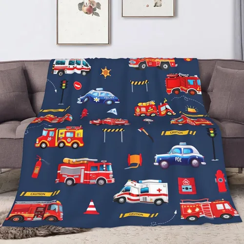 Miniatura 6 de BOOPBEEP Manta de camión de bomberos para niños y niñas, manta de felpa de forro polar suave para niños pequeños a adolescentes, 40 x 50 pulgadas