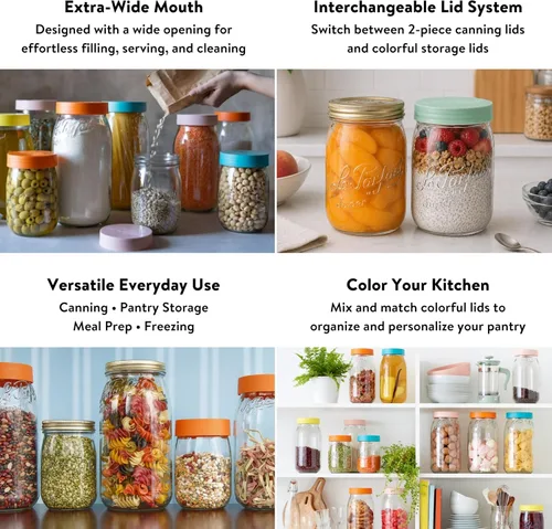 Miniatura 3 de Le Parfait Tarro de vidrio ecológico de boca ancha cero residuos con tapa hermética superior de rosca, tarro de almacenamiento francés reutilizable