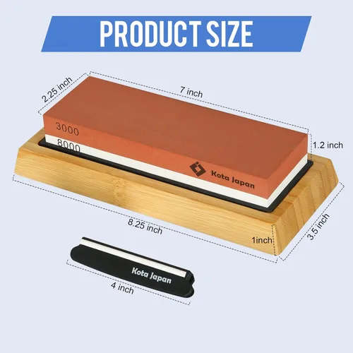 Miniatura 2 de Kota Japan Juego de afilador de cuchillos de diamante de grano 3000-8000 de doble cara para afilado grueso y pulido fino. Kit de piedra de agua
