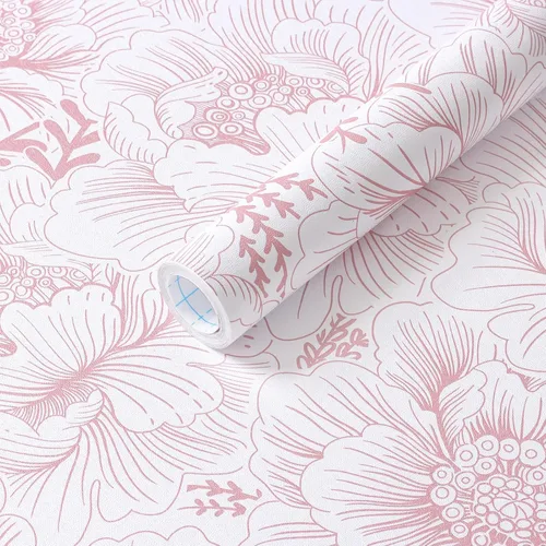 Miniatura 12 de GloryTik Papel Tapiz Floral Despegable y Adhesivo Papel de Contacto Moderno Blanco y Dorado Removible Autoadhesivo para Baño Dormitorio Gabinetes