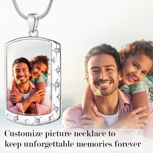 Miniatura 2 de Fanery Sue Necklace with Picture Inside, Picture Necklace Personalized Photo Custom Dog Tag Necklace Chain Jewelry Military Pendant Memorial Gifts