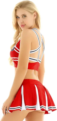 Miniatura 3 de Nikiikoo - Disfraz de animadora para mujer, con minifalda plisada, uniforme de animadora, ropa de baile