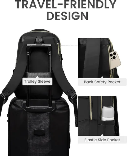 Miniatura 7 de LOVEVOOK - Mochila de computadora portátil para mujer, bolsa de 15.6 pulgadas delgada con compartimento separado para la computadora para el trabajo