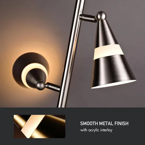 Miniatura 5 de O'Bright Ash - Lámpara de pie LED de árbol de 3 luces, LED regulable de 3 cabezales, lámpara de pie multidireccional, pantalla múltiple ajustable