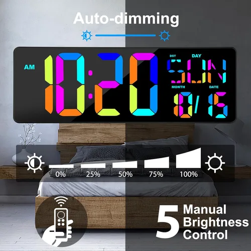 Miniatura 3 de XREXS Reloj de pared digital grande con control remoto, pantalla LED grande de 17 pulgadas, temporizador de conteo ascendente y descendente, reloj