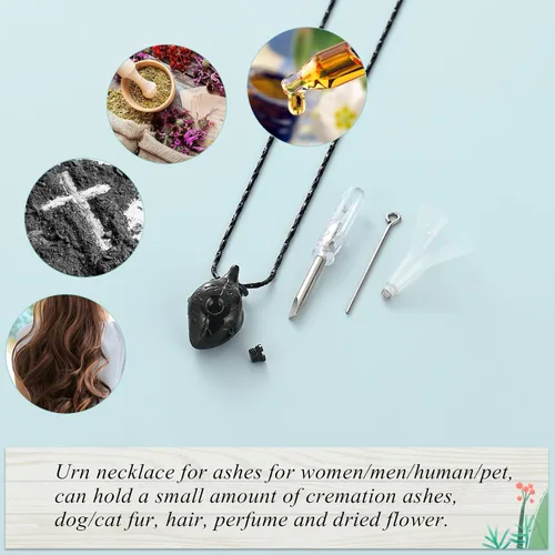 Miniatura 23 de Imrsanl Collar con colgante de joyería de cremación para cenizas – Collar anatómico de urna de corazón para cenizas – Medallones conmemorativos