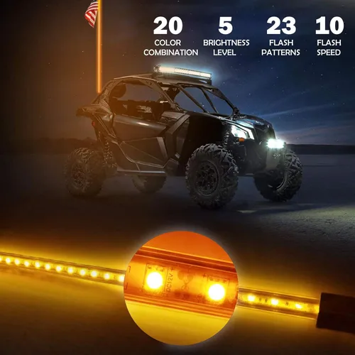 Miniatura 7 de 2PCS 4T LED Luces de látigo Antena Bandera Tacoma Tundra 4 Runner