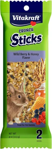 Vitakraft Crunch Sticks - Golosinas de conejo - Zanahoria y miel - Palitos masticables de conejo (Wild Berry & Miel)