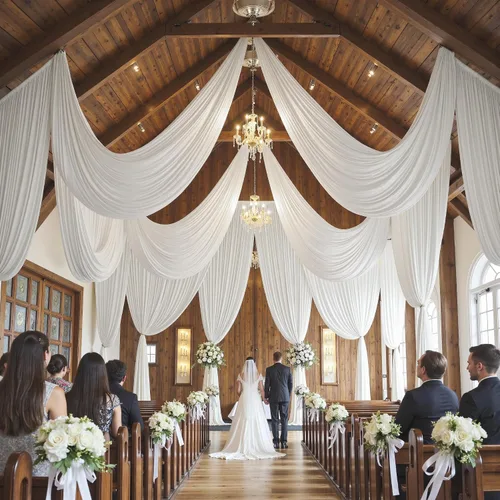 Miniatura 11 de 2 paneles de cortinas de techo beige de 5 x 30 pies para fiestas de boda – 30 pies extra largas de poliéster grueso sin arrugas, decoración