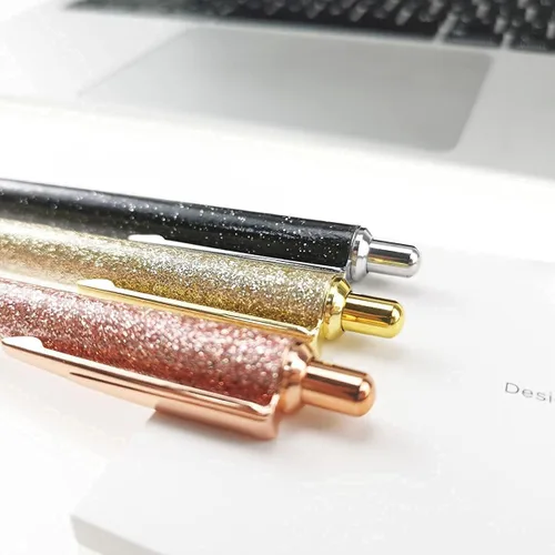 Miniatura 8 de Oddmoal Fun Sparkle - Bolígrafo para mujer, bonitos bolígrafos de metal brillante, bolígrafo multicolor retráctil para diario y escuela, tinta
