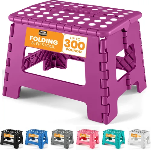 Miniatura 6 de Utopia Home - Taburete plegable, taburete de pie de 9 pulgadas de ancho, soporta hasta 300 libras, de plástico ligero para cocina, baño y sala