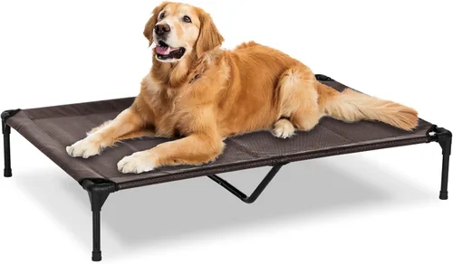 Miniatura 10 de Cama elevada para perros para exteriores, catre elevado grande con malla lavable, cuna refrescante para mascotas, a prueba de mordidas para Negro