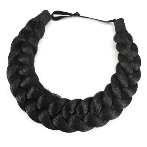 Miniatura 10 de Diadema trenzada de 3 hebras de pelo sintético trenzado grueso grueso grueso elástico diadema ropa señoras belleza