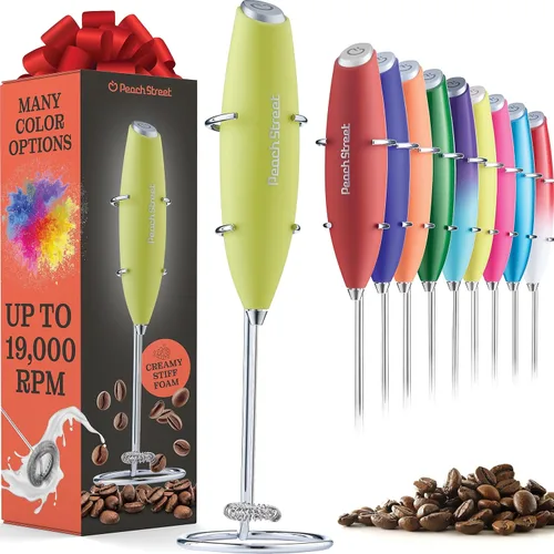 Miniatura 29 de Potente espumador de leche de mano, mini espumador de leche, funciona con pilas (no incluida), mezclador de bebidas de acero inoxidable para café