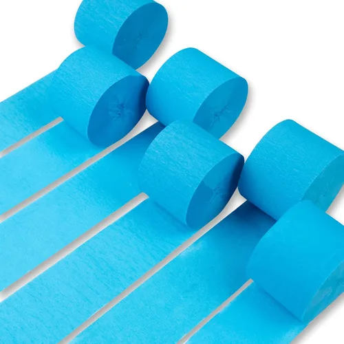 PartyWoo Serpentinas de papel crepé azul 6 rollos 492 pies Paquete de papel crepé azul bebé pastel claro para graduación, baby shower, revelación de