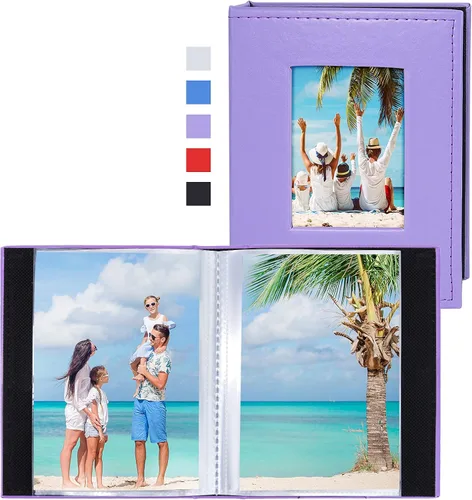 Miniatura 14 de Vienrose Álbum de fotos pequeño de 4 x 6 pulgadas, paquete de 2 mini libros de fotos con cubierta de cuero, 26 páginas con capacidad para 52