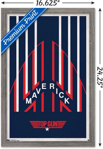 Miniatura 3 de Trends International Top Gun - Póster de pared de casco Maverick, 14.725 x 22.375 pulgadas, versión enmarcada de madera de granero